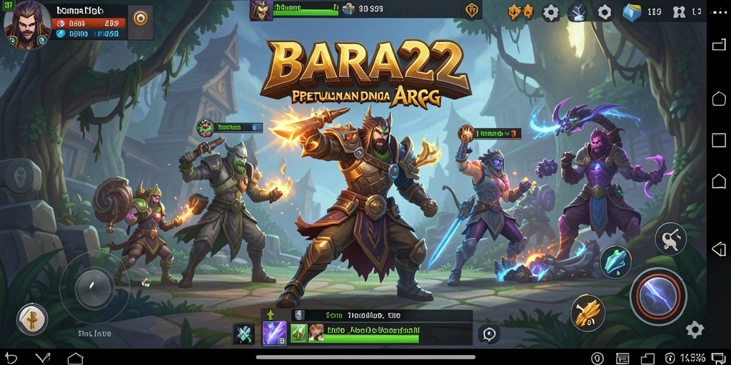 Screenshot gameplay BARA22 menampilkan karakter bertarung melawan bos epik.