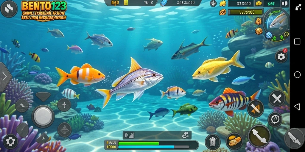 Tangkapan layar gameplay BENTO123 menampilkan keseruan berburu ikan.