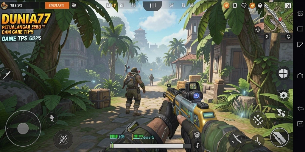 Tangkapan layar dari DUNIA77 menampilkan aksi mendebarkan dalam gameplay TPS.