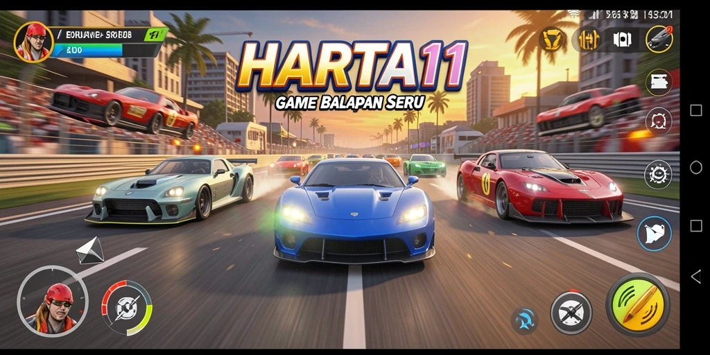 Tampilan gameplay seru di <strong>HARTA11</strong> dengan berbagai lintasan menantang.