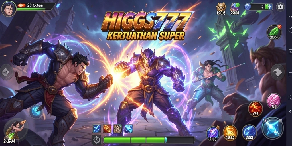Screenshot gameplay HIGGS777 menampilkan aksi pertarungan yang intens.