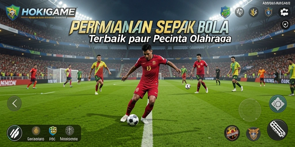 Tampilan menarik dari gameplay HOKIGAME yang penuh aksi sepak bola.