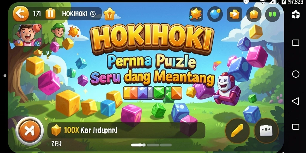 Tampilan gameplay seru HOKIHOKI dengan teka-teki menantang.