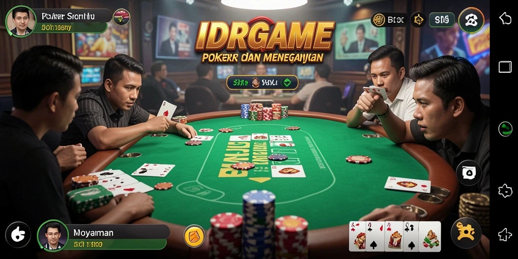 Screenshot IDRGAME menampilkan gameplay poker yang seru dan menegangkan.