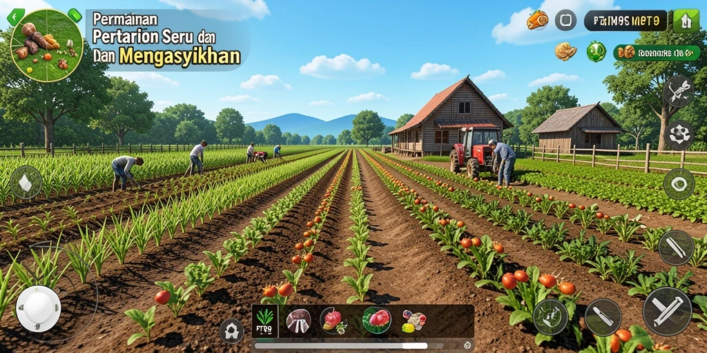 Screenshot utama PT89 menampilkan gameplay Farming yang menarik.