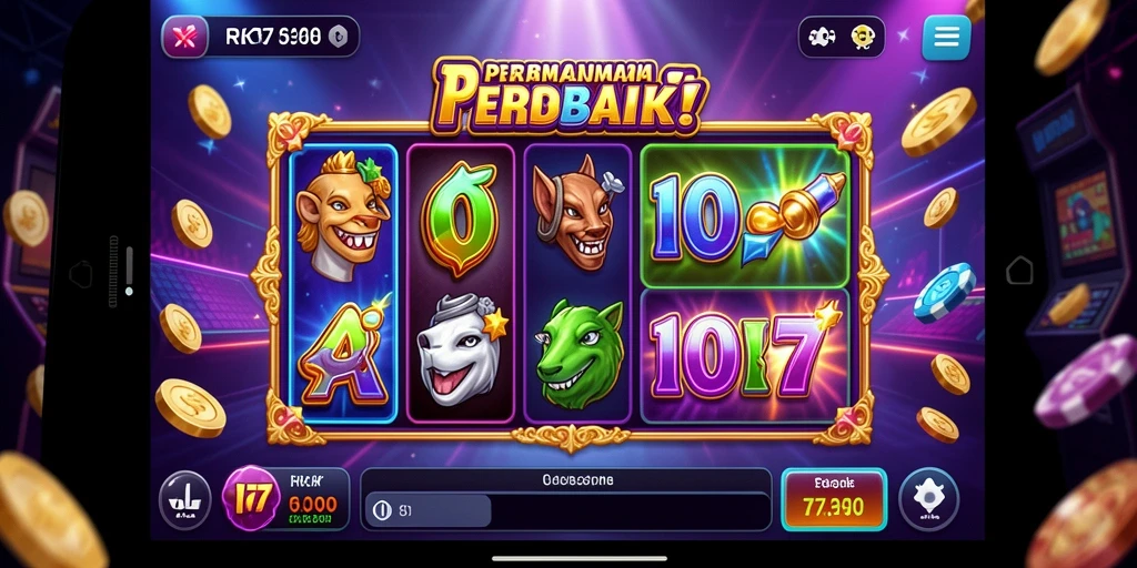 Tampilan gameplay slot RK77 yang menghibur dan penuh warna.