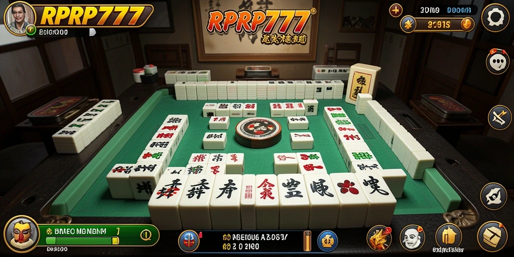 Tampilan gameplay menarik Mahjong RPRP777 dengan desain ubin yang cantik.