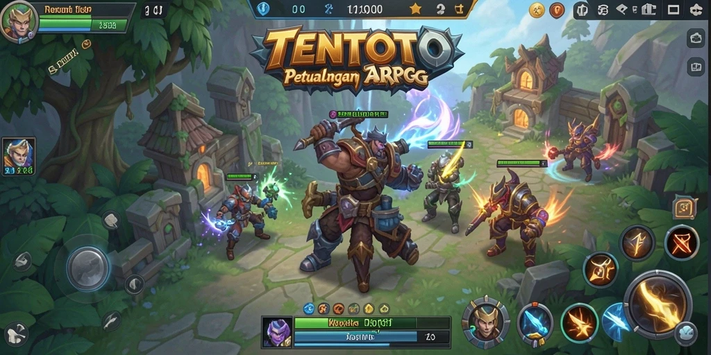 Screenshot gameplay TENTOTO yang menunjukkan aksi pertempuran seru.